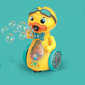 Brinquedo elétrico de bolas de sabão com roda universal, luz e som, ideal para as crianças brincarem dentro e fora de casa. Presente perfeito para pais e filhos.