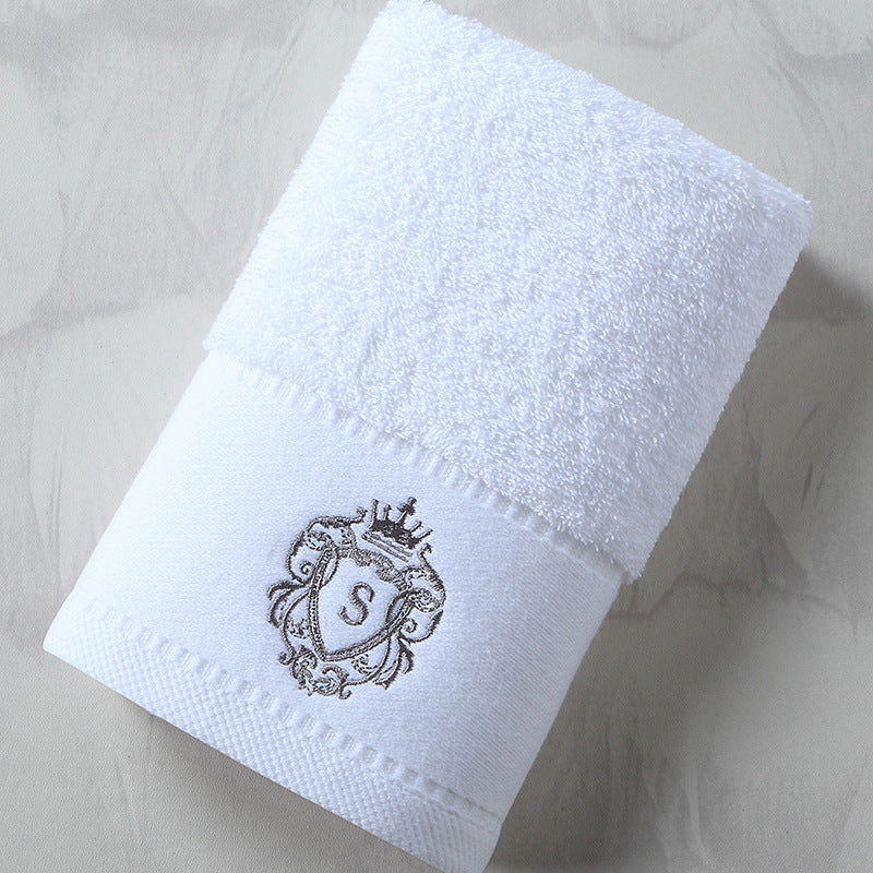 Serviette de bain en pur coton, grande serviette de bain absorbante brodée pour le visage
