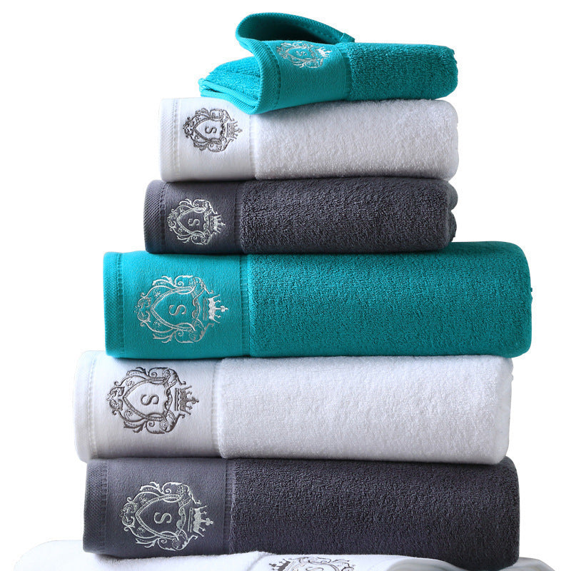 Serviette de bain en pur coton, grande serviette de bain absorbante brodée pour le visage