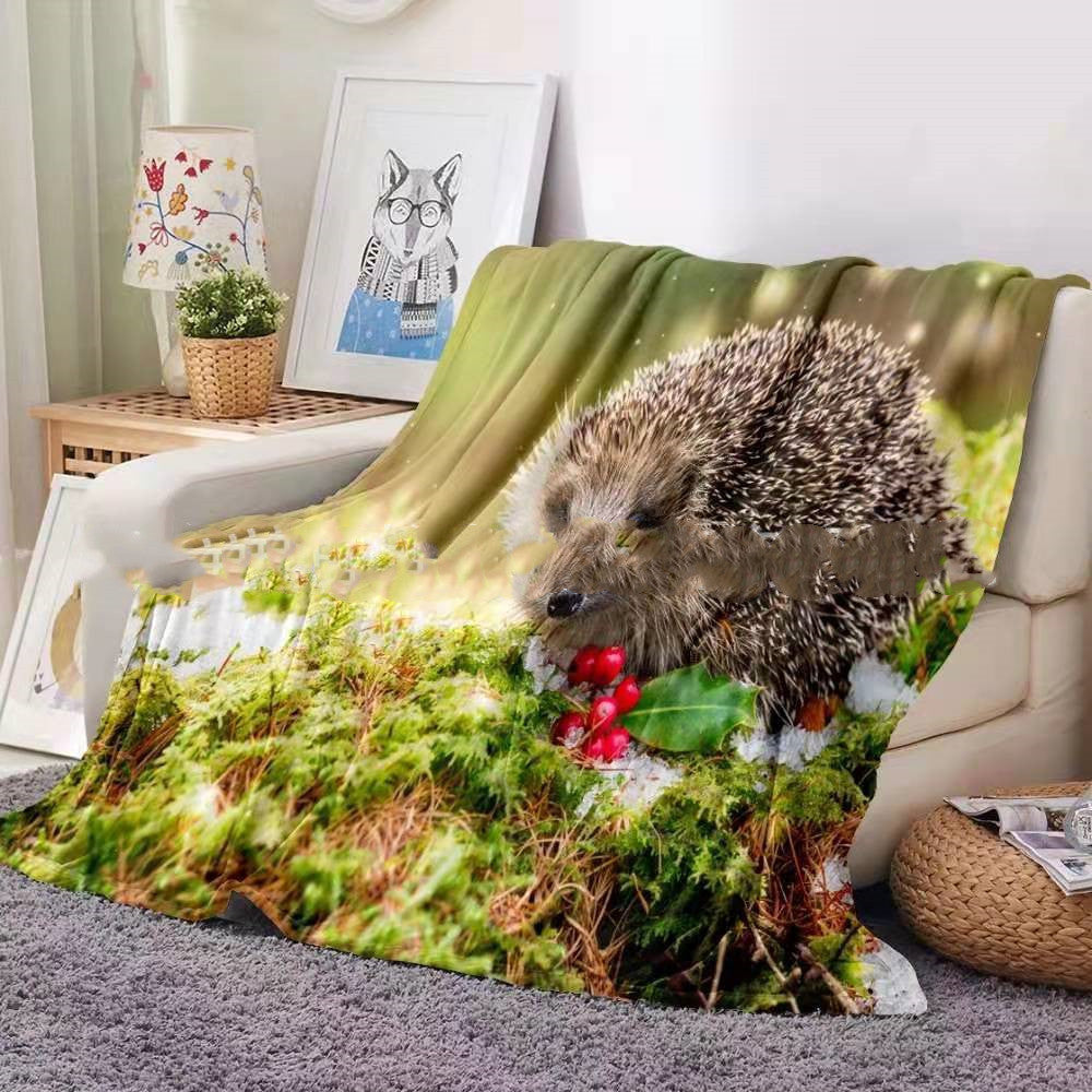 Couverture en flanelle à motif hérisson et corail