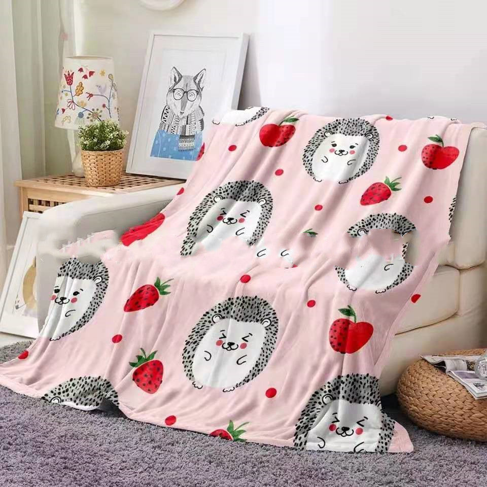 Couverture en flanelle à motif hérisson et corail