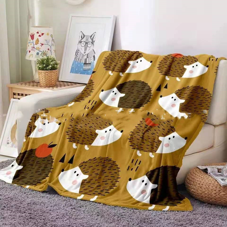 Couverture en flanelle à motif hérisson et corail