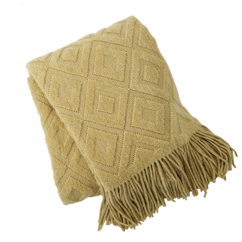 Serviette de lit en tricot jacquard, couverture d'automne et d'hiver
