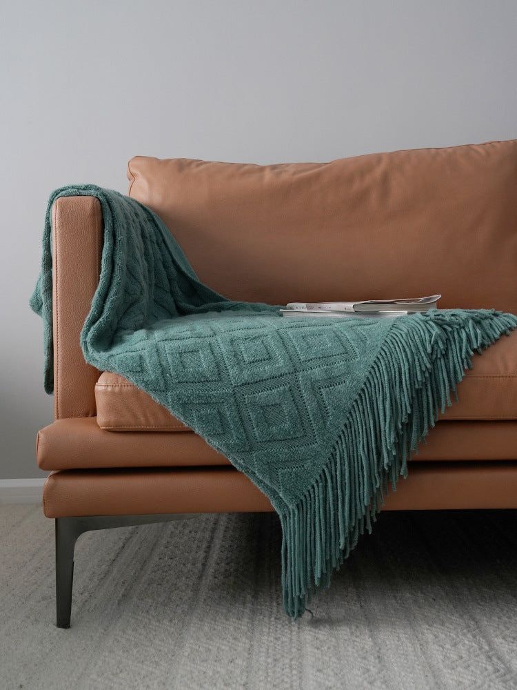 Serviette de lit en tricot jacquard, couverture d'automne et d'hiver