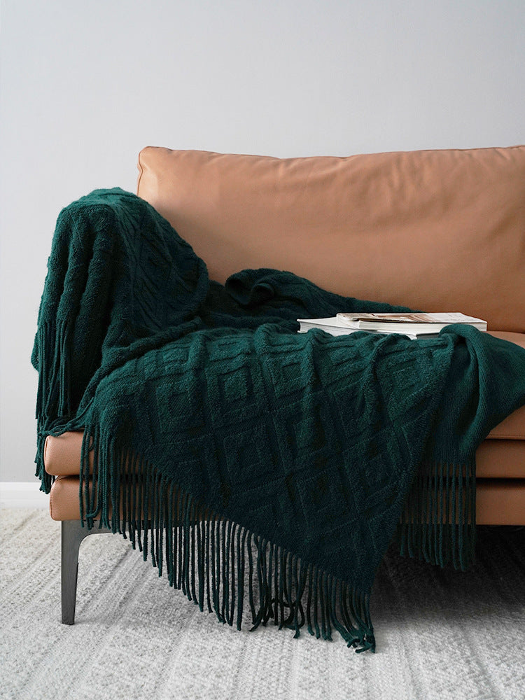 Serviette de lit en tricot jacquard, couverture d'automne et d'hiver