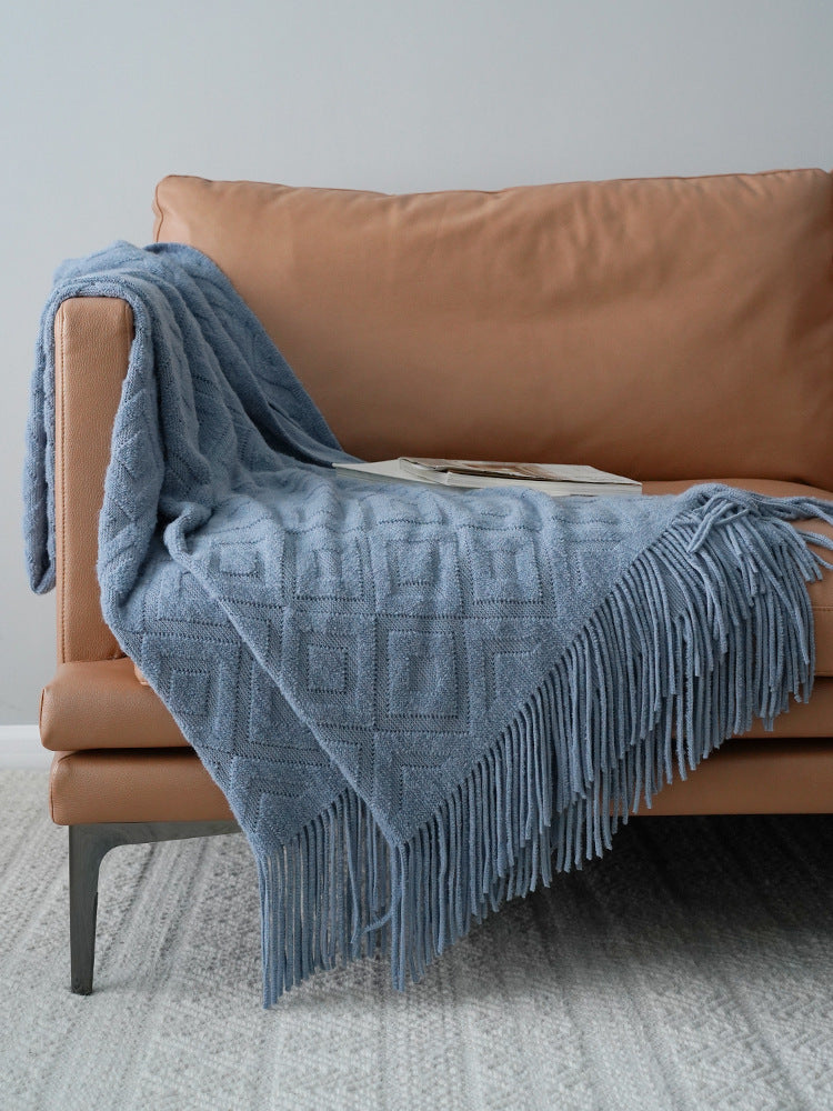 Serviette de lit en tricot jacquard, couverture d'automne et d'hiver