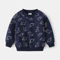 Unhooded Pullover Long Sleeve Blue Grey Cute Boy Sweatshirt
