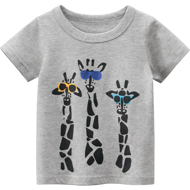 T-shirt infantil de manga curta para o verão, roupa de bebé para homem 