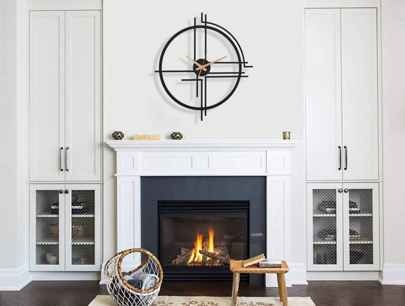 Horloge murale géométrique simple surdimensionnée pour maison moderne