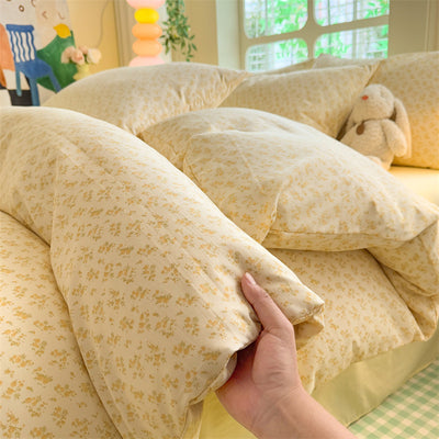 Super Soft Glutinous Clouds Cotton Four-piece Set Washed