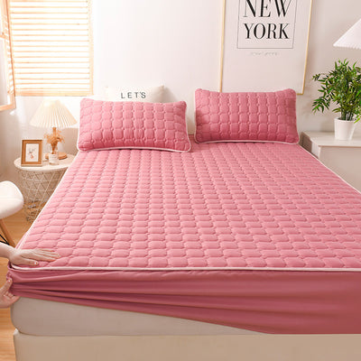 Drap-housse matelassé brossé style moderne, taie d'oreiller matelassée