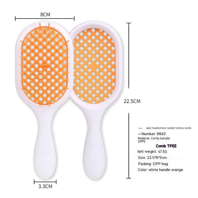 Peigne creux à double usage pour cheveux secs et humides, style nid d'abeille, coiffure