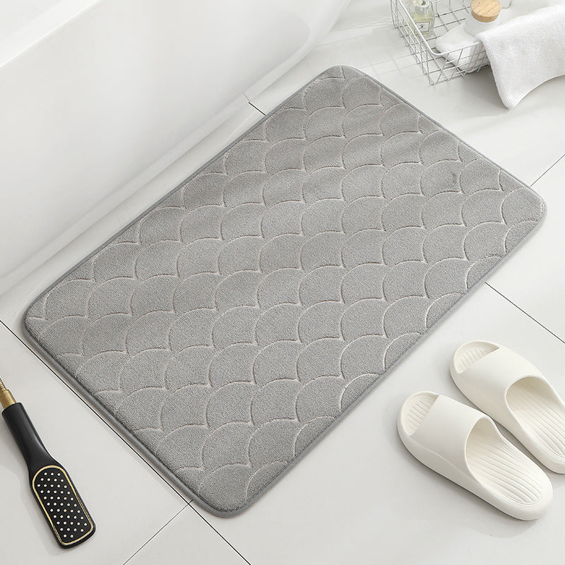 Tapis de sol absorbant antidérapant et moderne en éponge pour porte de salle de bain minimaliste.
