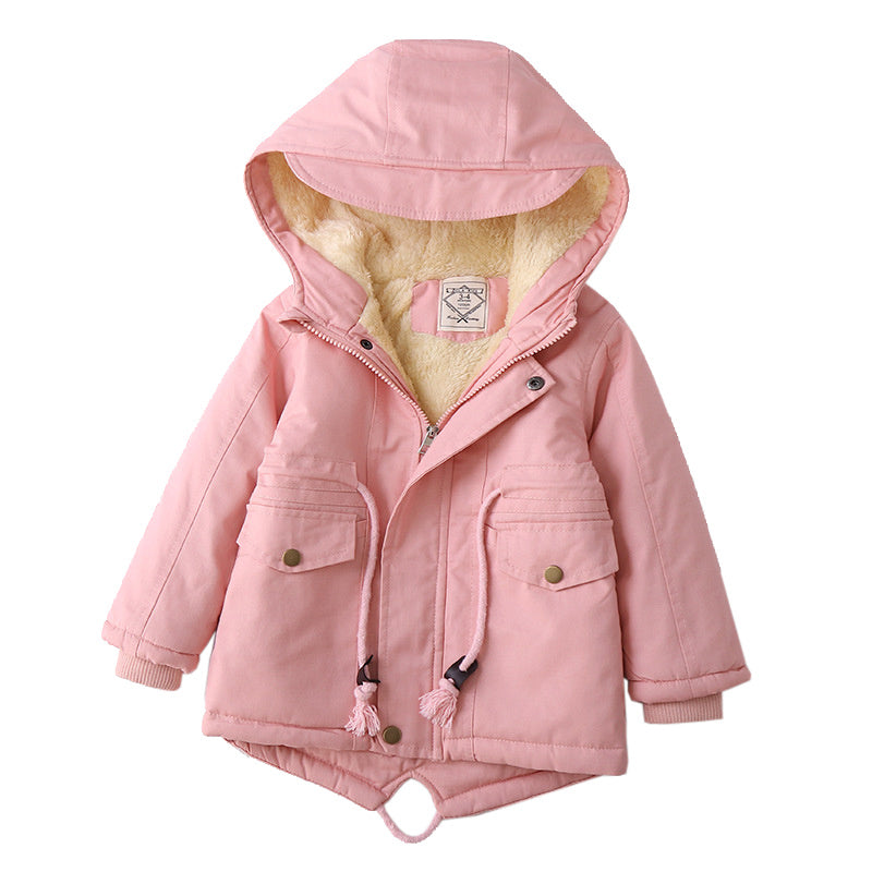 LM 6035 Manteau coupe-vent garçon style Europe et Amérique, coupe-vent en cachemire pour l'automne et l'hiver, vêtements pour enfants