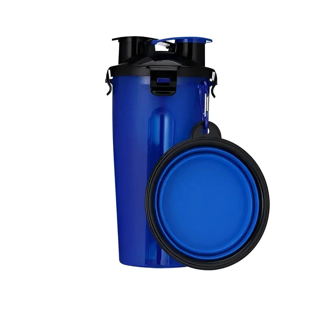 2 in 1 Dog Drinking Water Bottle with Bowls Blue Pets