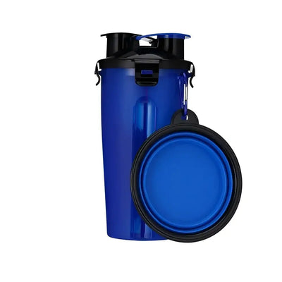 2 in 1 Dog Drinking Water Bottle with Bowls Blue Pets