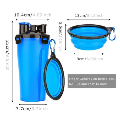 2 in 1 Dog Drinking Water Bottle with Bowls Pets