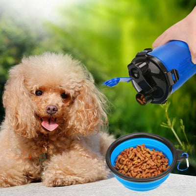 2 in 1 Dog Drinking Water Bottle with Bowls Pets