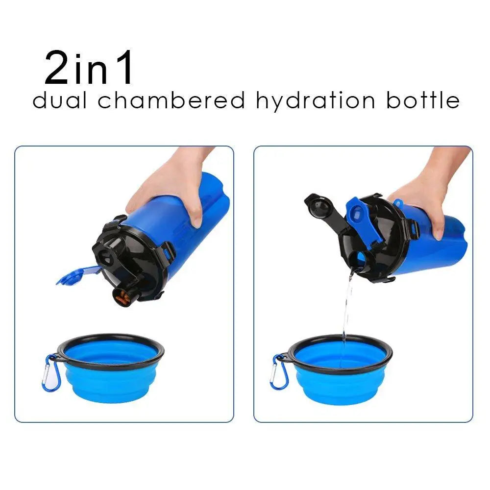 2 in 1 Dog Drinking Water Bottle with Bowls Pets
