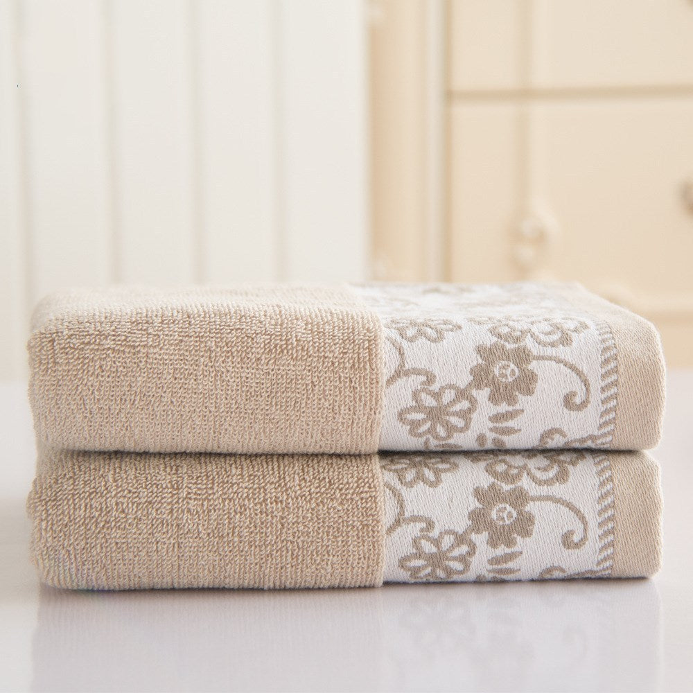 Toalha absorvente em algodão jacquard com estampado de flor de glicínia, 32 fios.