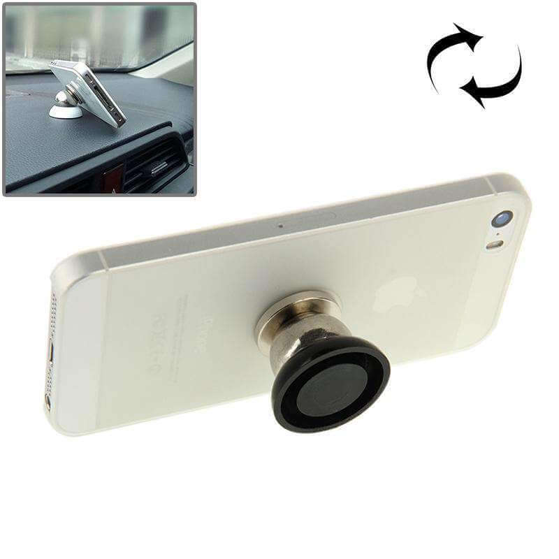 Magnetic Car Cell Phone Holder Mount Dash 360 Rotating For iPhone GPS displayed on a car dashboard.