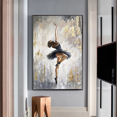 Tableau à l'huile représentant une danseuse de ballet - Affiche décorative moderne pour chambre ou salon