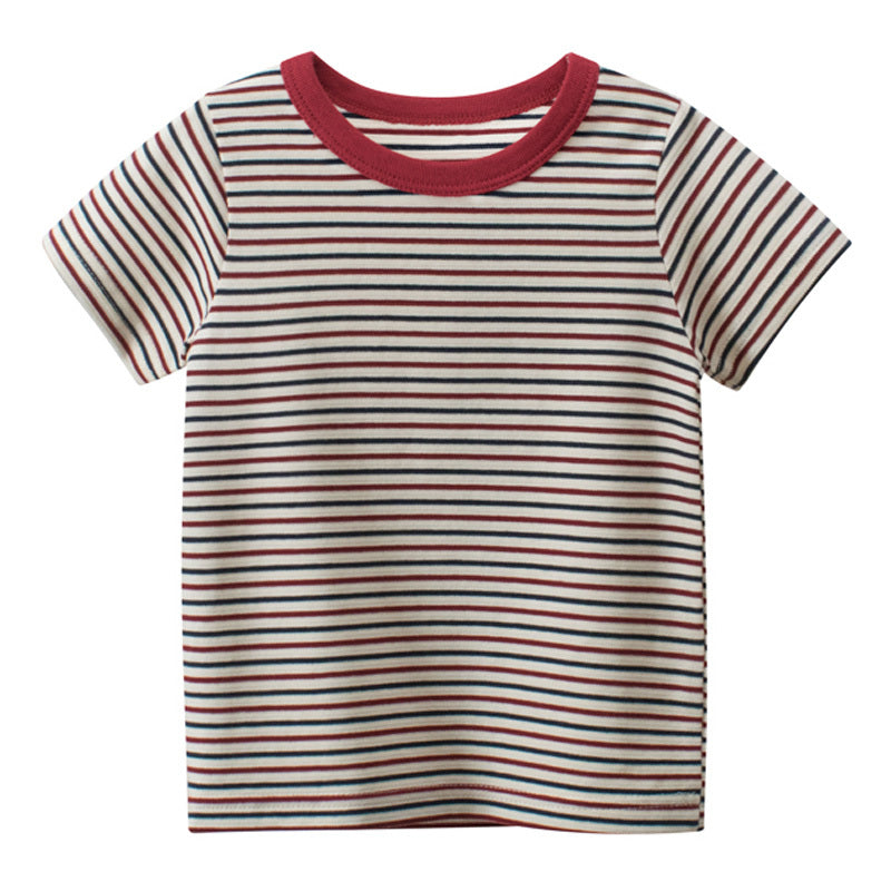 T-shirt rayé à manches courtes et col rond
