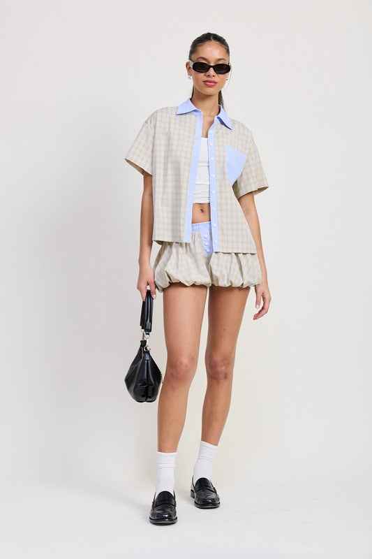 WOMEN'S MIX MEDIA OVERSIZED SHIRT