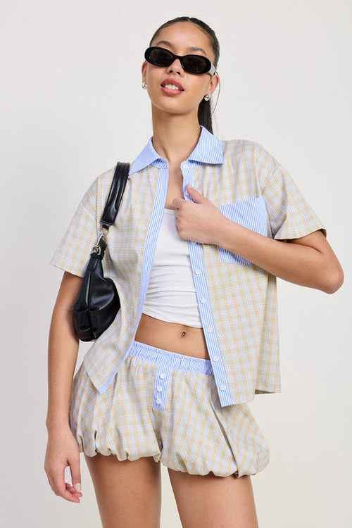 WOMEN'S MIX MEDIA OVERSIZED SHIRT