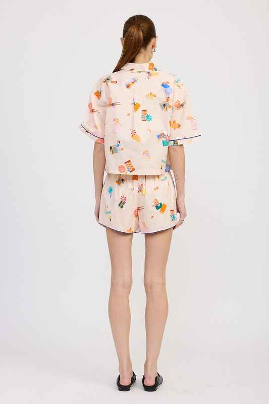 CROPPED OVERSIZE BUTTON UP TOP