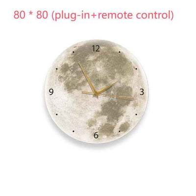 Moon Clock Living Room Clock Decorative Painting Silent Wind Wall Lamp