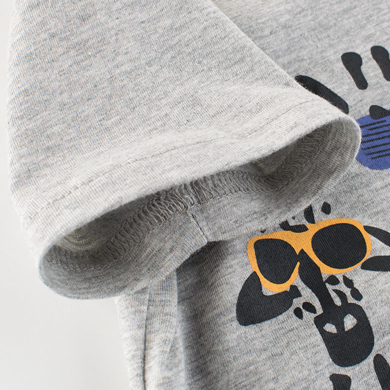 T-shirt infantil de manga curta para o verão, roupa de bebé para homem 