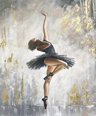 Poster de pintura a óleo de bailarina para decoração de parede de quarto ou sala de estar, imagem moderna.