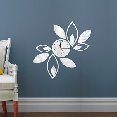 Leaf Wall Clock 3D Mirror