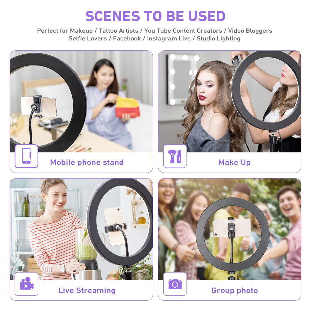  LED Ring Light With Phone Tripod Stand Kit