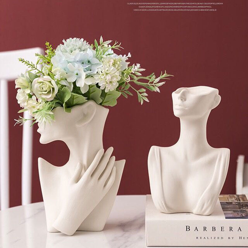 Nordic Human Body Ceramic Dried Flower Vase Decorative Ornaments