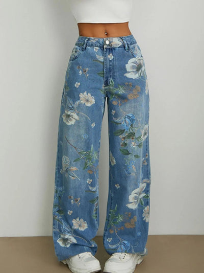 Printed Wide Leg Jeans - Firebrands