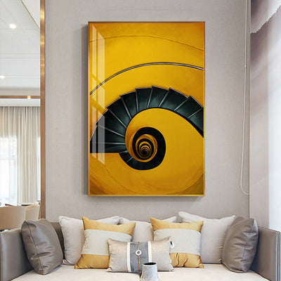 Modern Wall Abstract Yellow Staircase Canvas Painting