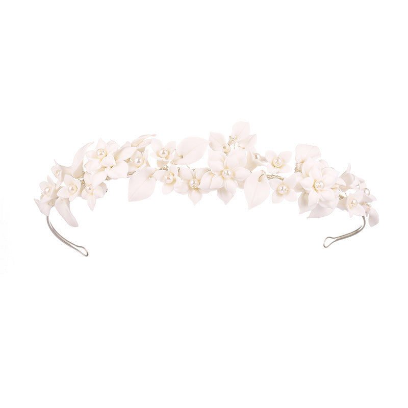 Handmade White Ceramic Flowers Headwear
