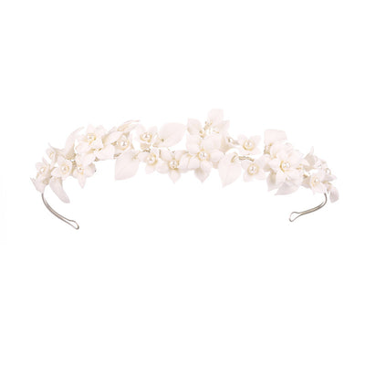 Handmade White Ceramic Flowers Headwear