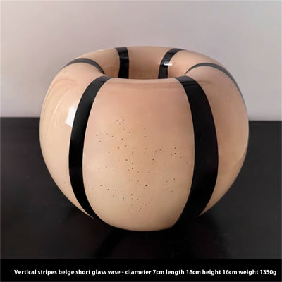 Medieval Style Striped Glass Vase Living Room Table Flower Arrangement