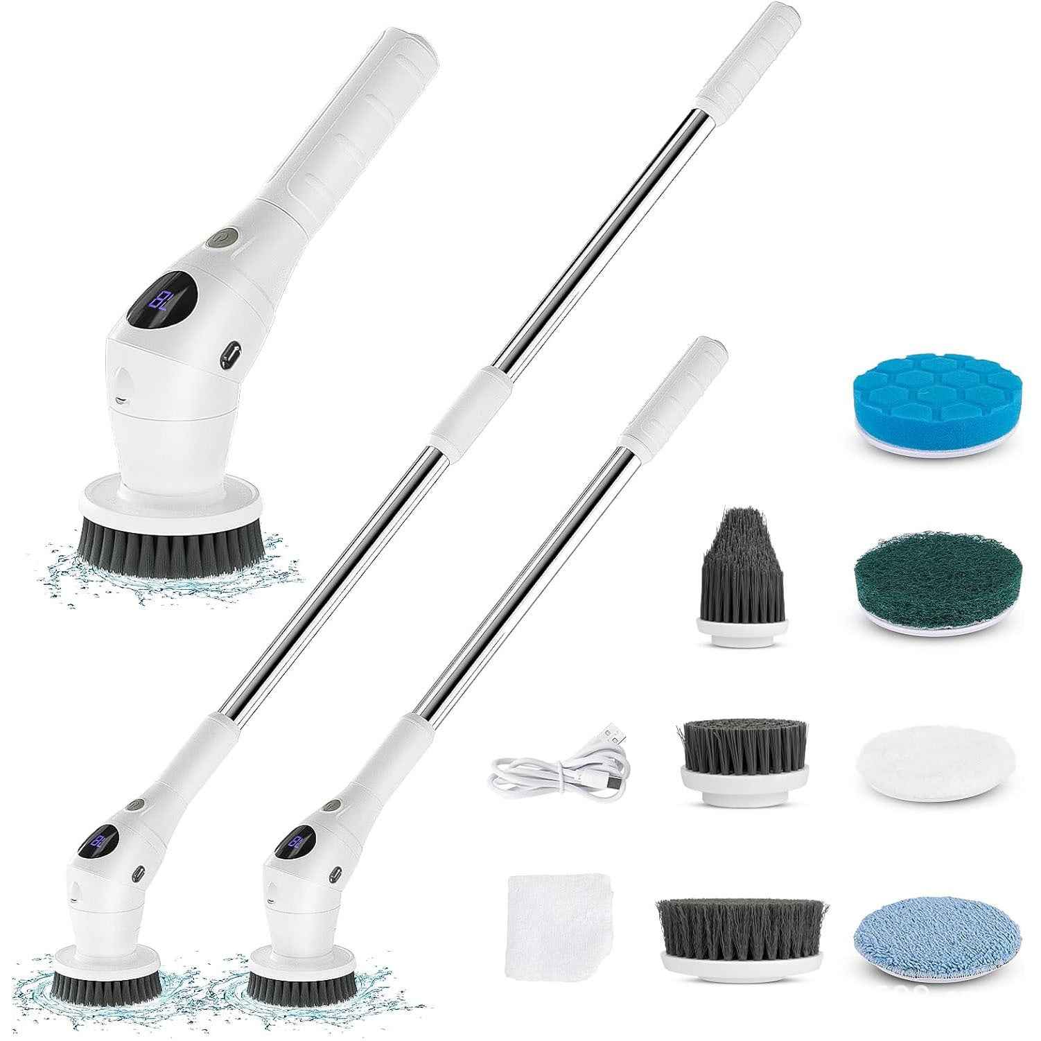 8-in-1 Electric Cleaning Brush Multi-functional Household Kitchen Bathroom Dedicated Mute Handheld Strong Cleaning Brush