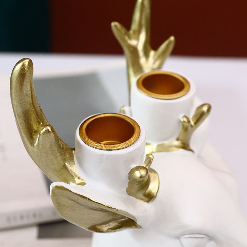 Resin Elk Head Candle Holder