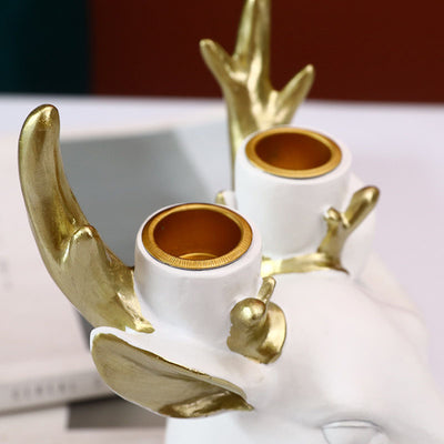Resin Elk Head Candle Holder