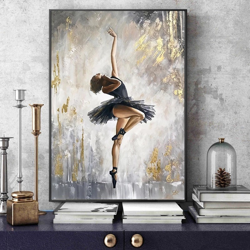 Ballet Dancer Oil Painting Poster Wall Art Bedroom Living Room Modern Decorative Picture