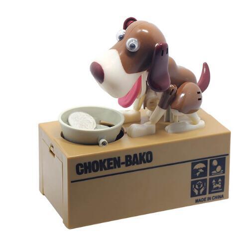 Mealheiro em forma de cão robô, cofre canino para moedas.