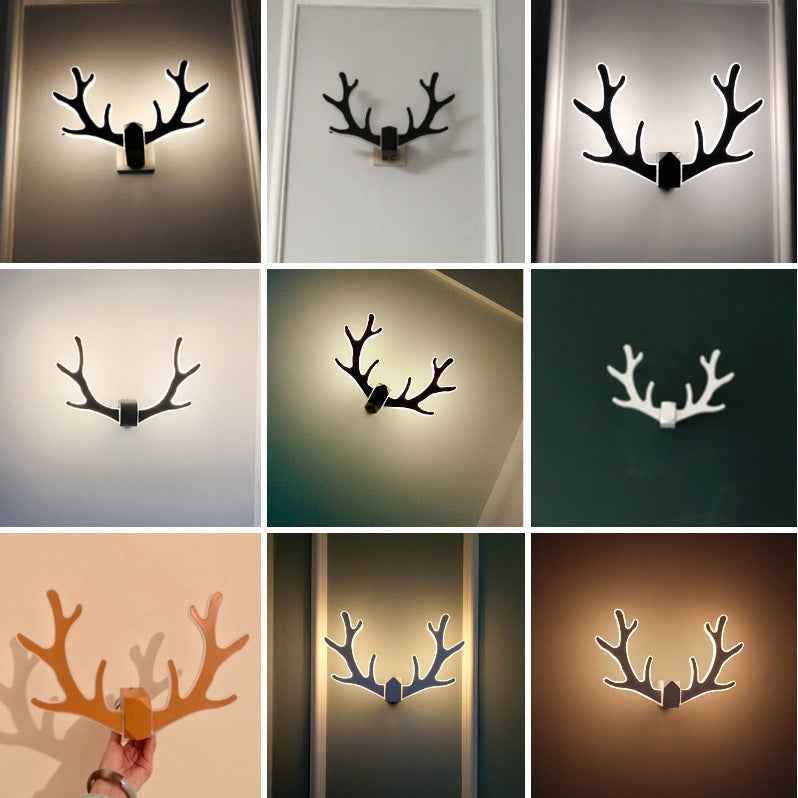 Nordic Antlers Wall Lamp Simple Modern Bedroom