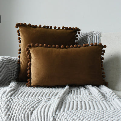 Fur ball velvet sofa cushion pillowcase
