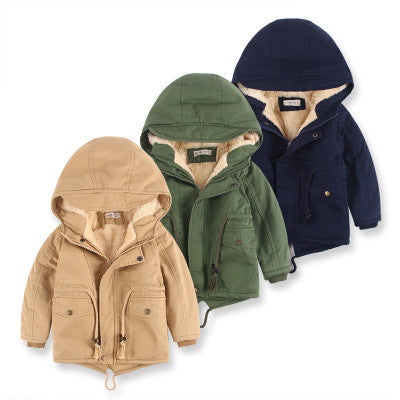 LM 6035 Manteau coupe-vent garçon style Europe et Amérique, coupe-vent en cachemire pour l'automne et l'hiver, vêtements pour enfants
