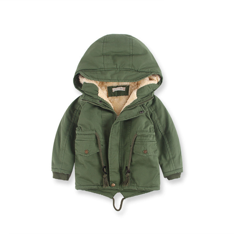 LM 6035 Manteau coupe-vent garçon style Europe et Amérique, coupe-vent en cachemire pour l'automne et l'hiver, vêtements pour enfants